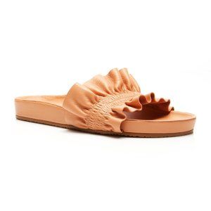 Ulla Johnson Rex Leather Slides Sandals Neutral Tan Size 38